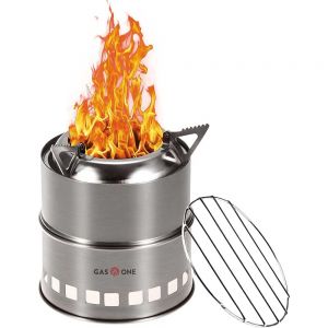 GAS ONE PORTABLE BACKPACKING WOOD FIRE STAINLESS STEEL STOVE