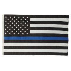 THIN BLUE LINE AMERICAN FLAG WITH SEWN STRIPES AND EMBROIDERED STARS (3'X5')