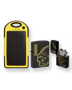 COMPACT PORTABLE SOLAR CHARGER AND USB LIGHTER COMBO PACK